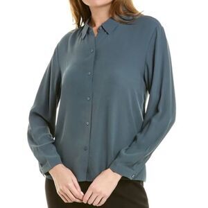 Eileen Fisher 100% Silk Classic Collar Button Down Shirt Women's Medium